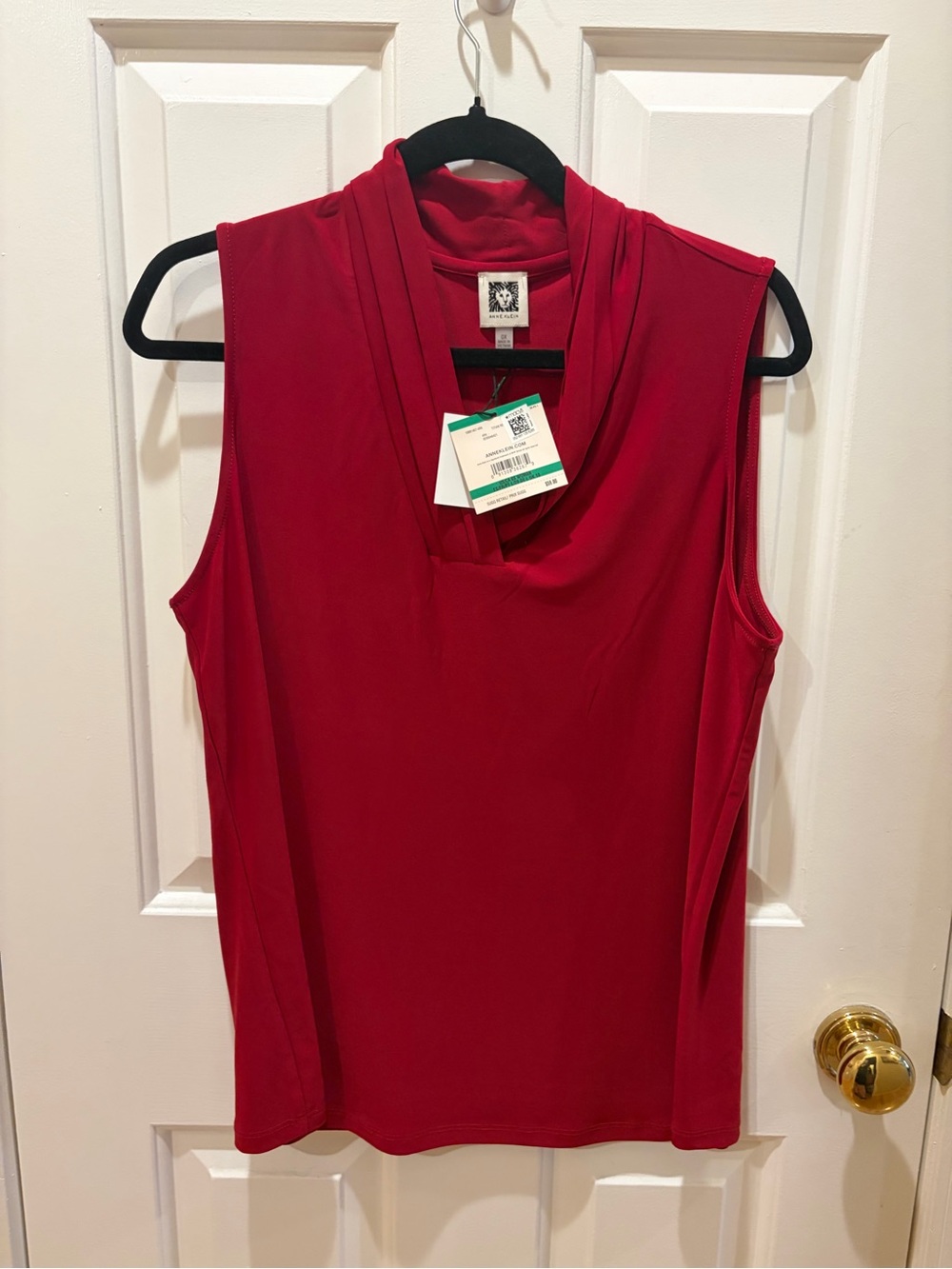Anne Klein Sleeveless Red Draped Cowl Neck Camisole